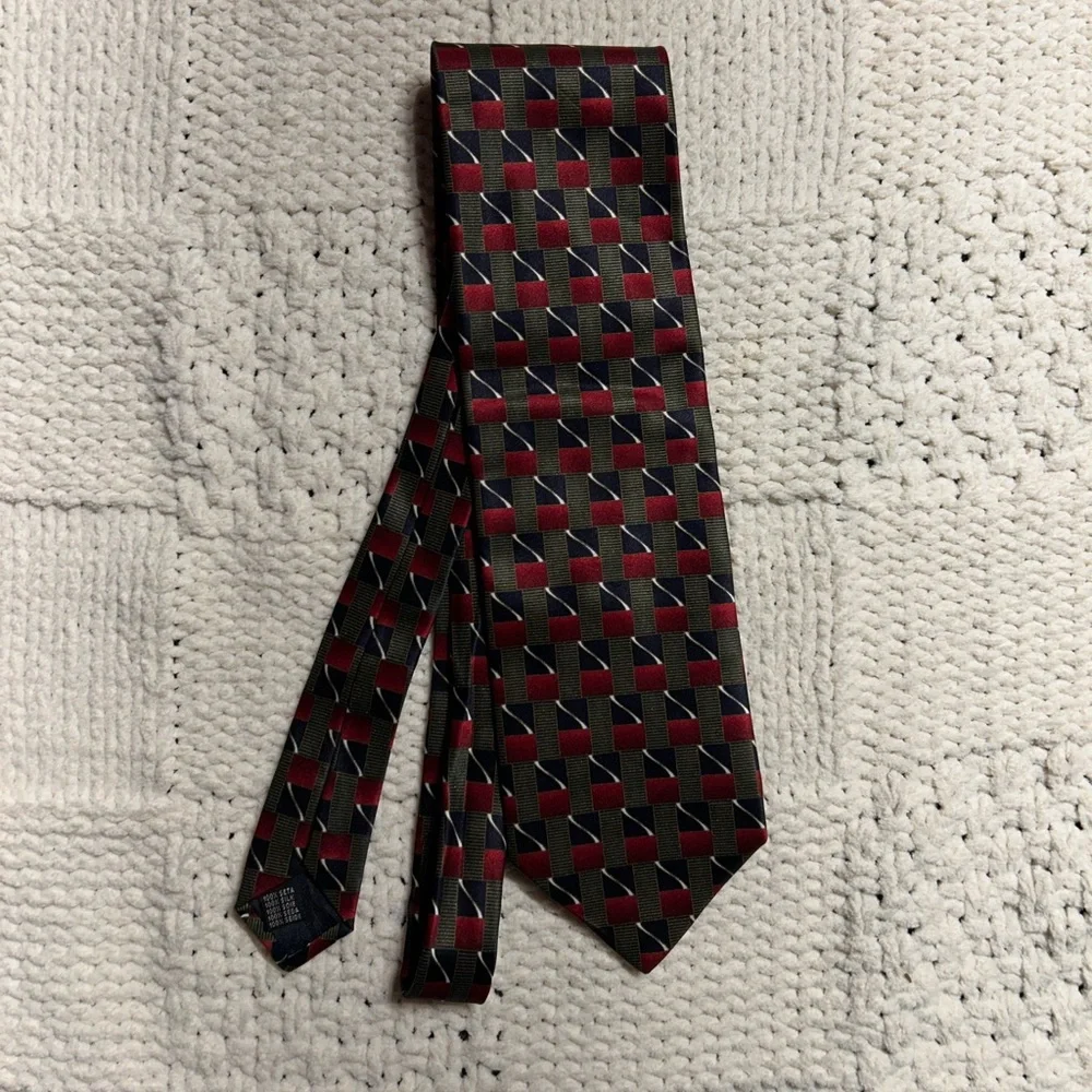 Emilio Romano Black Gray Red Silk Tie